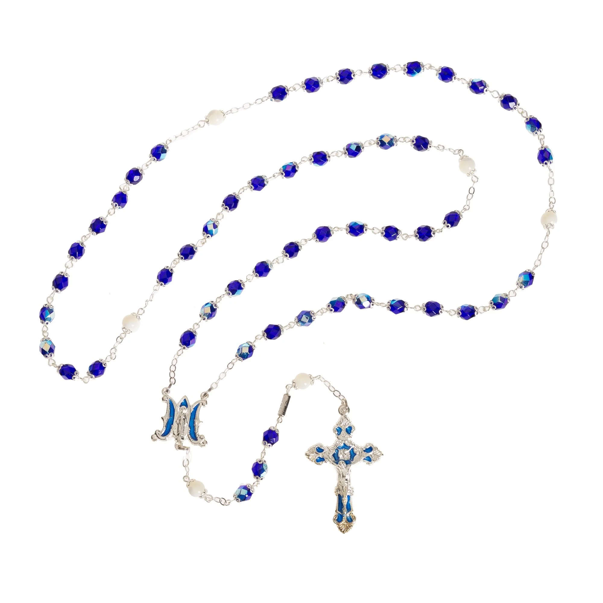 Annunciation Iridescent Blue Rosary
