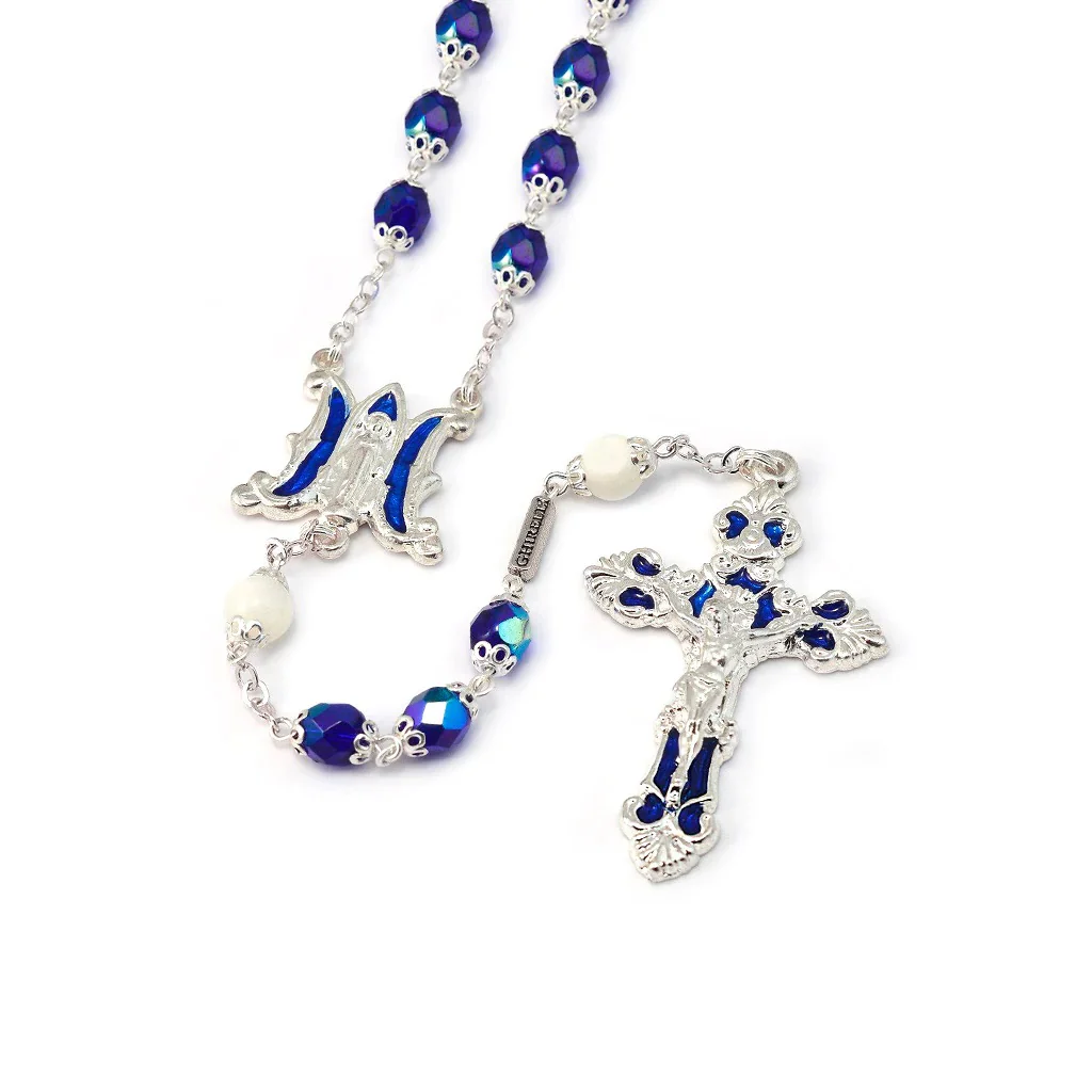 Annunciation Iridescent Blue Rosary - Image 3