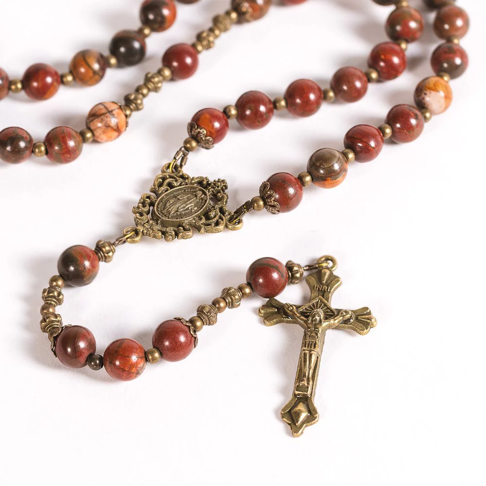 Antique Bronze & Red Turquoise Miraculous Rosary - Image 2