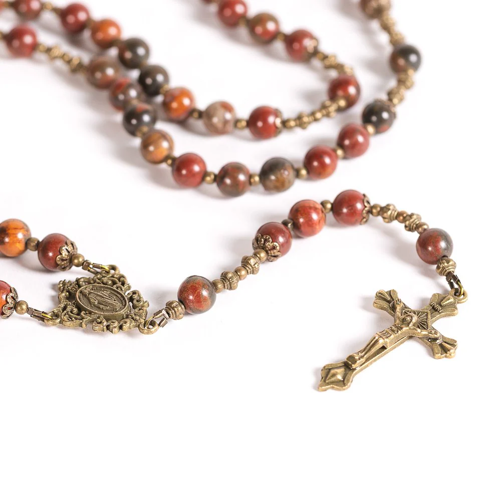 Antique Bronze & Red Turquoise Miraculous Rosary - Image 4