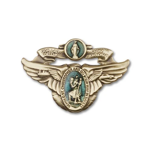Antique Gold Our Lady of the Highway Visor Clip - Image 2