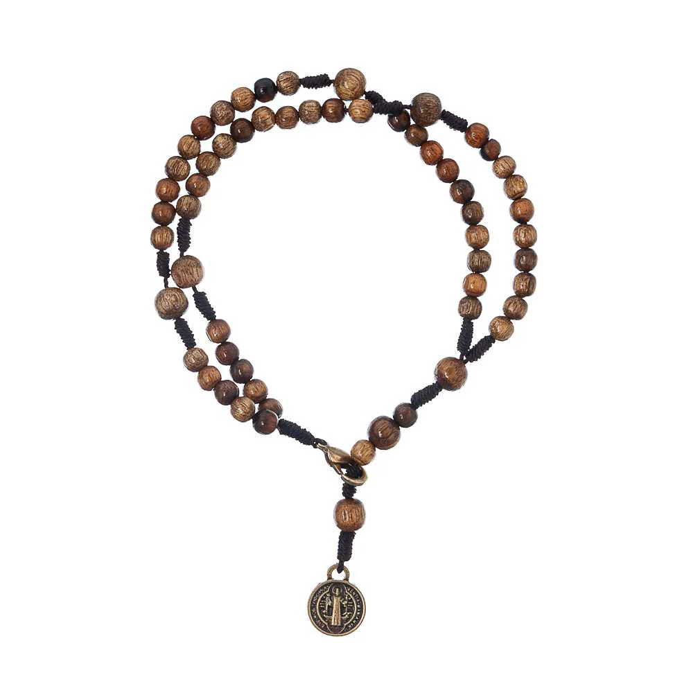 Antique Gold St. Benedict 5 Decade Rosary Bracelet - Image 2
