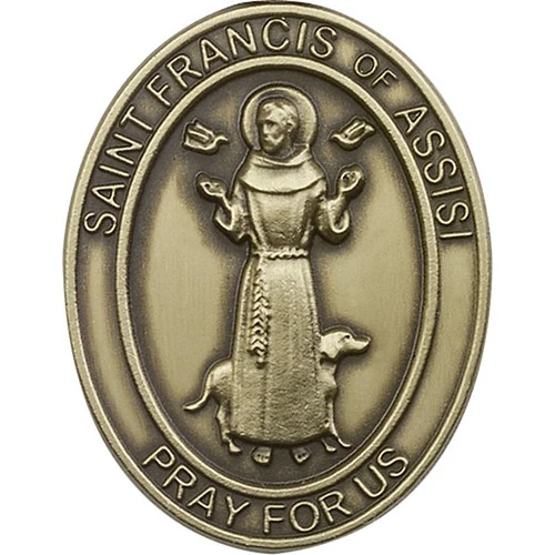 Antique Gold St. Francis of Assisi Visor Clip