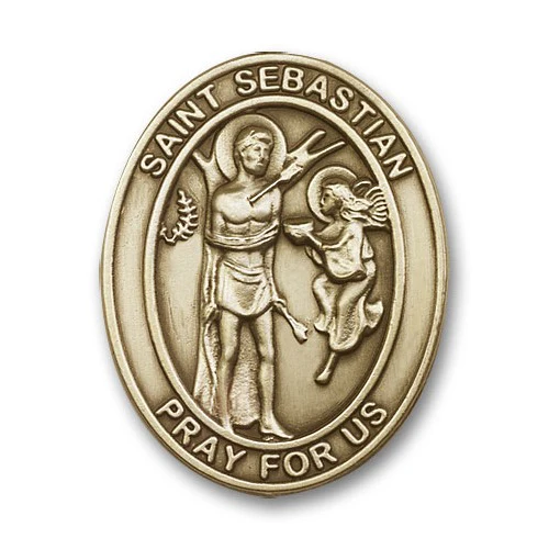 Antique Gold St. Sebastian Visor Clip - Image 2