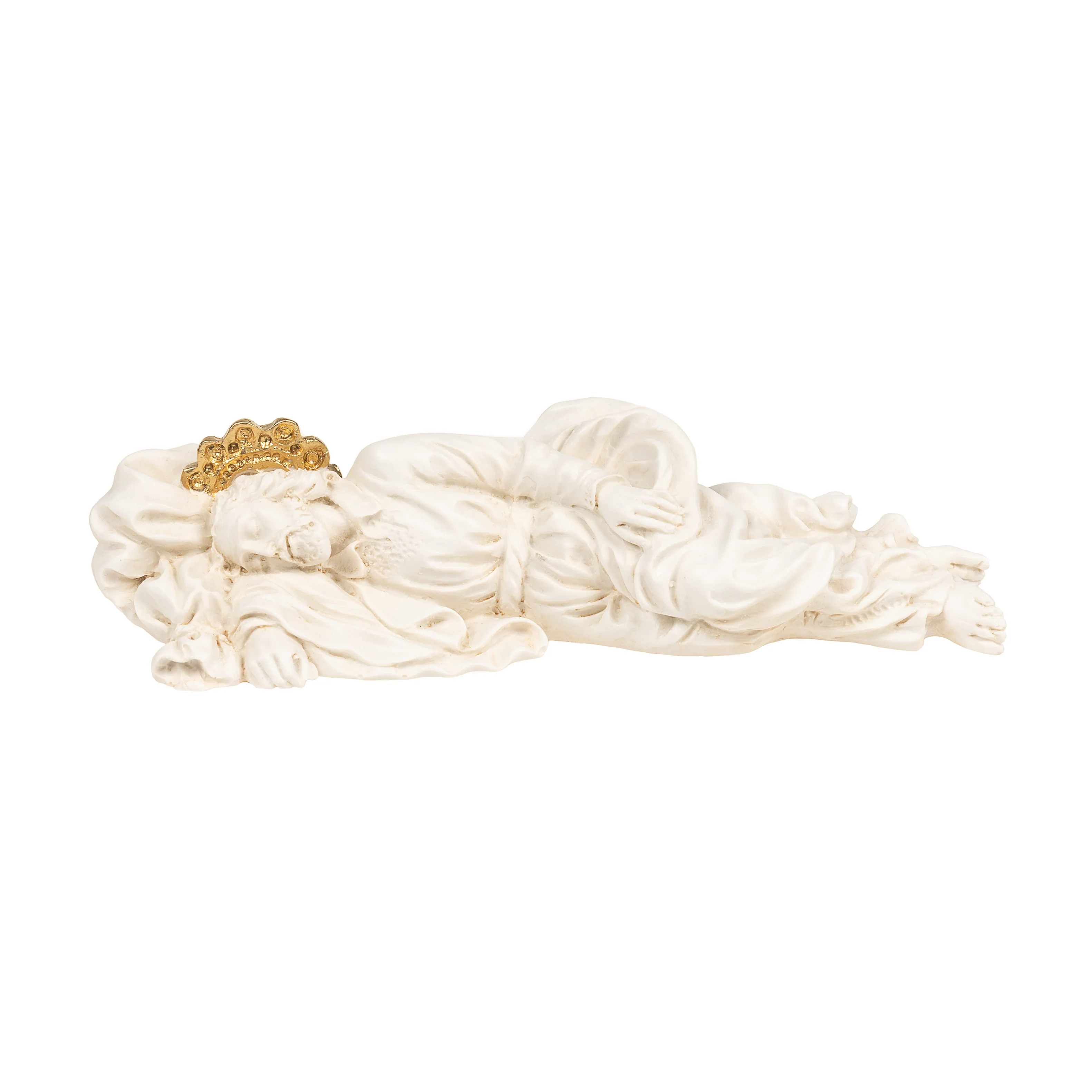 Antique Ivory Sleeping St. Joseph Statue with Gold Halo - 8" - Image 2