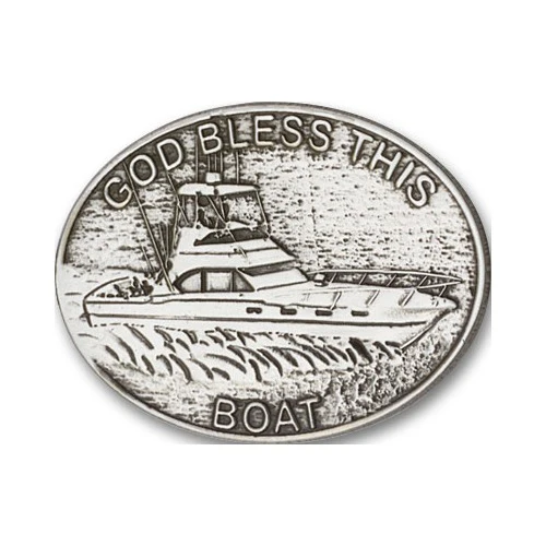 Antique Silver God Bless This Boat Visor Clip - Image 2