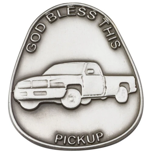 Antique Silver God Bless This Pickup Visor Clip