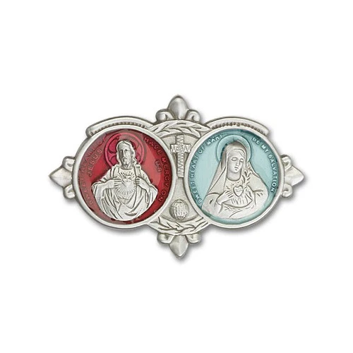 Antique Silver Jesus / Mary Visor Clip - Image 2