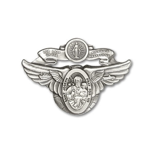 Antique Silver Our Lady of the Highway & St. Joseph Visor Clip - Image 2