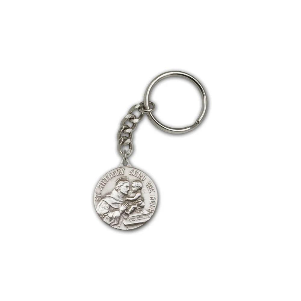 Antique Silver St. Anthony Keychain