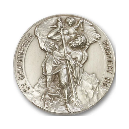 Antique Silver St. Christopher Visor Clip 1 1/2 X 1 1/2 Inch - Image 2