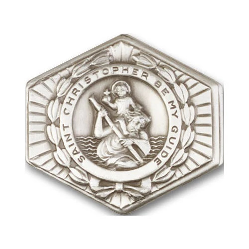 Antique Silver St. Christopher Visor Clip 1 1/2 X 1 1/2 - Image 2