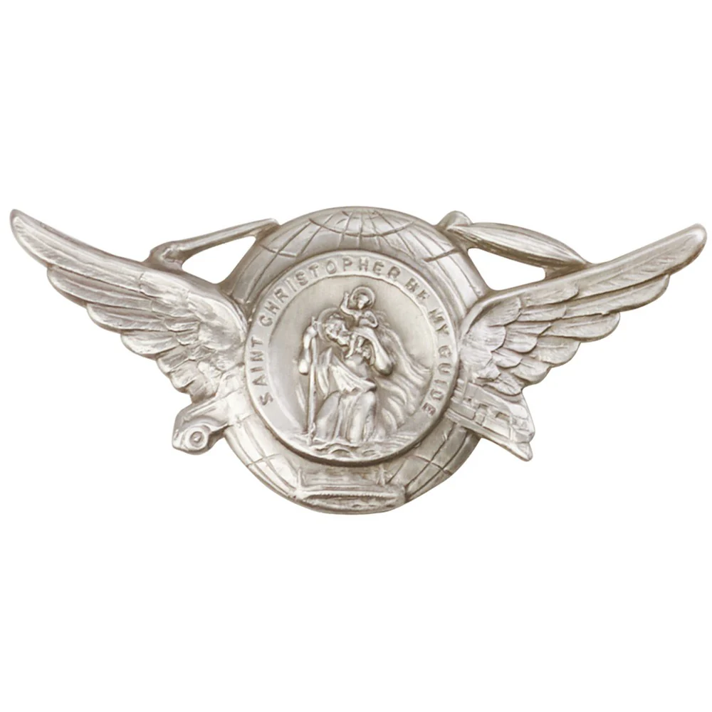 Antique Silver St. Christopher Visor Clip 1 1/4 X 3