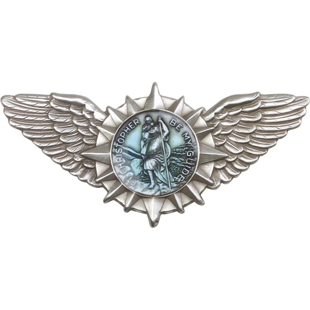 Pewter & Light Blue St. Christopher Wings Visor Clip