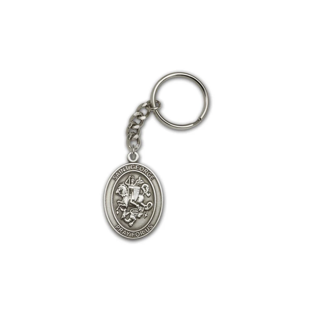 Antique Silver St. George Keychain