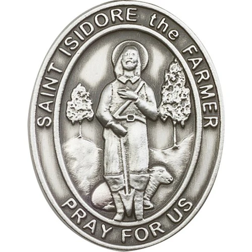 Antique Silver St. Isidore the Farmer Visor Clip