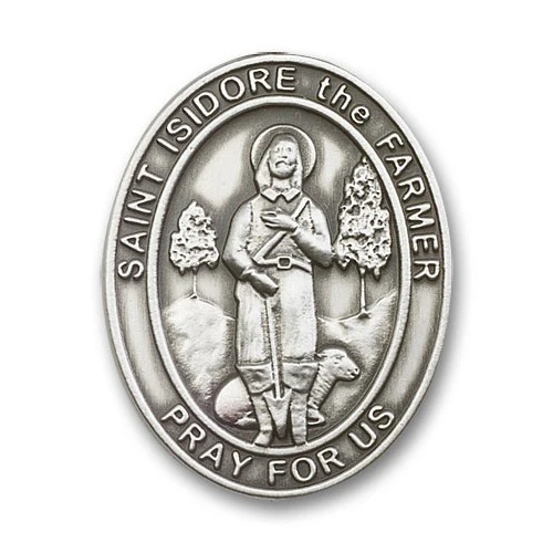 Antique Silver St. Isidore the Farmer Visor Clip - Image 2