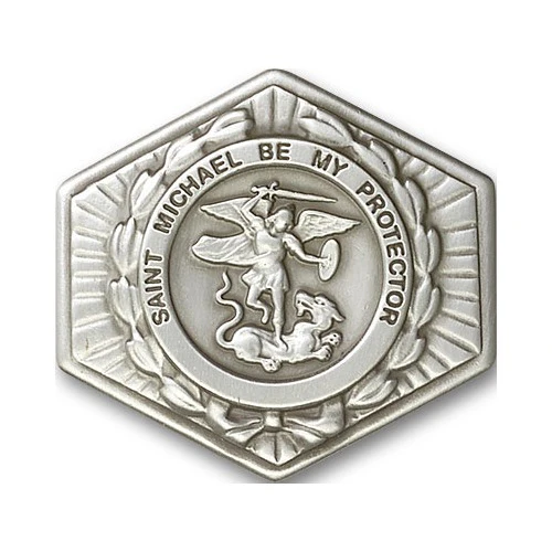 Antique Silver St. Michael the Archangel Visor Clip 1 3/8 X 1 1/2 - Image 2
