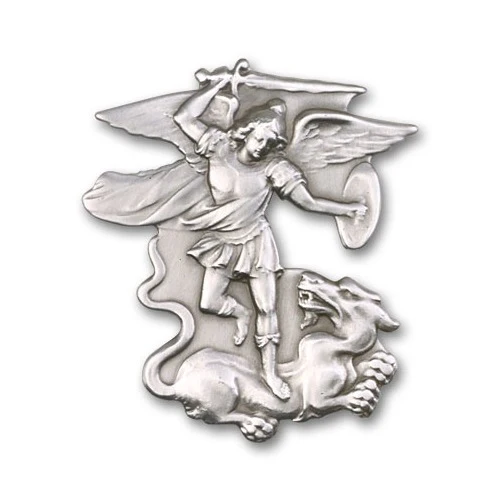 Antique Silver St. Michael Visor Clip - Image 2