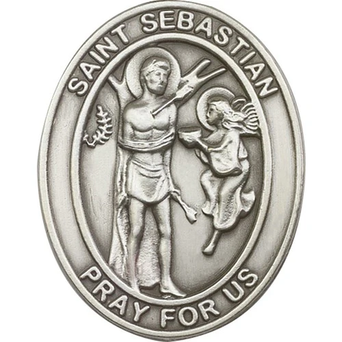 Antique Silver St. Sebastian Visor Clip