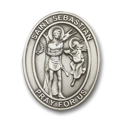 Antique Silver St. Sebastian Visor Clip - Image 2
