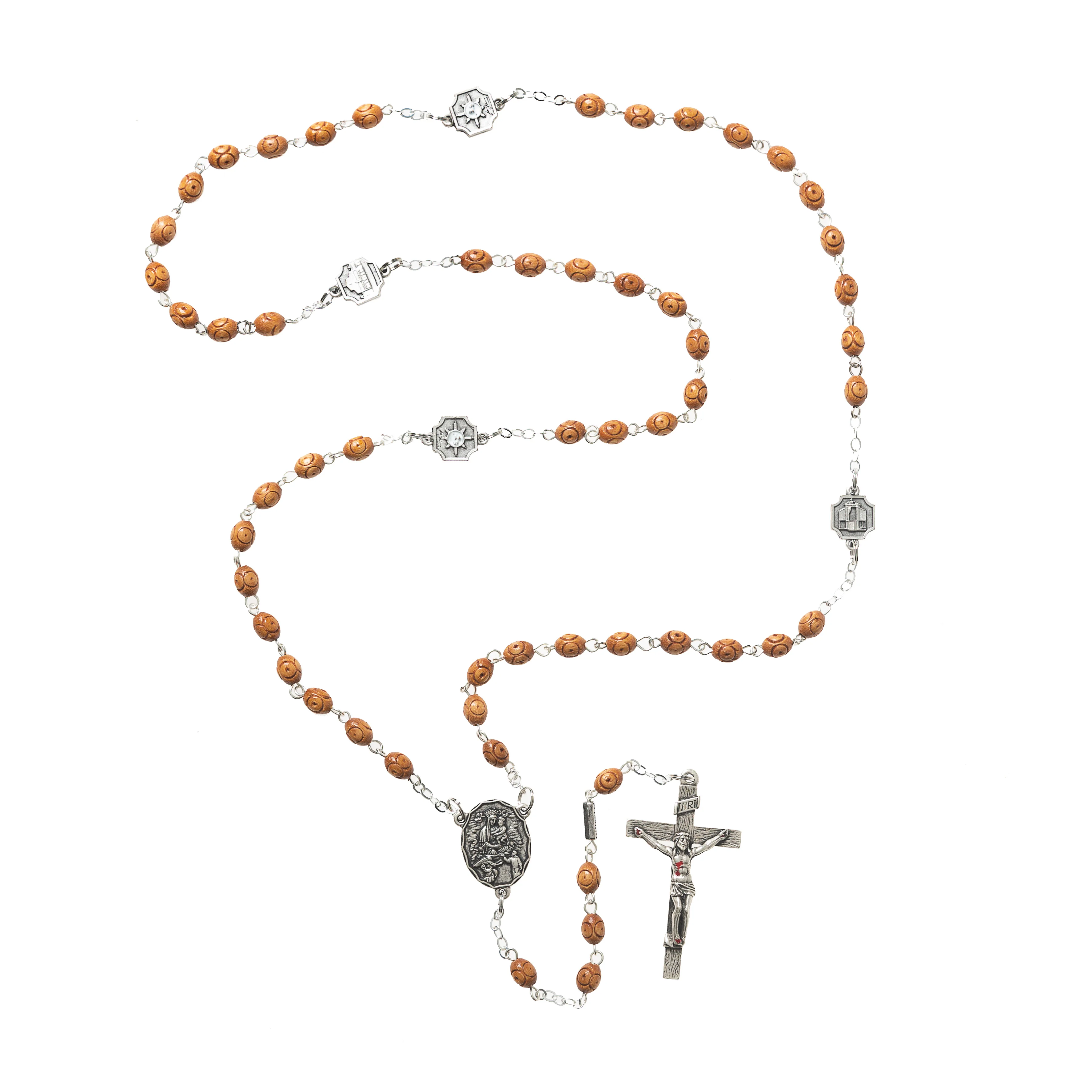 Antique Silver & Wood St. Padre Pio Rosary - Image 2