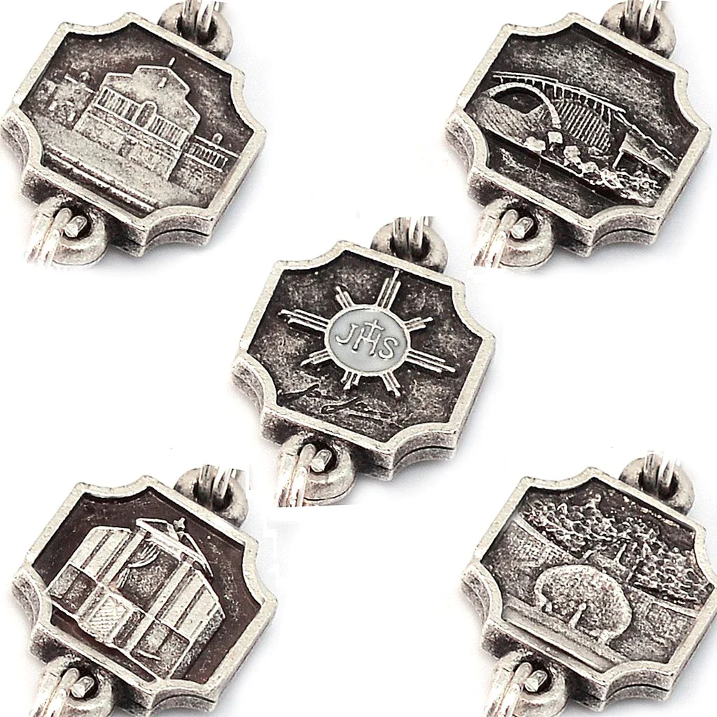 Antique Silver & Wood St. Padre Pio Rosary - Image 4