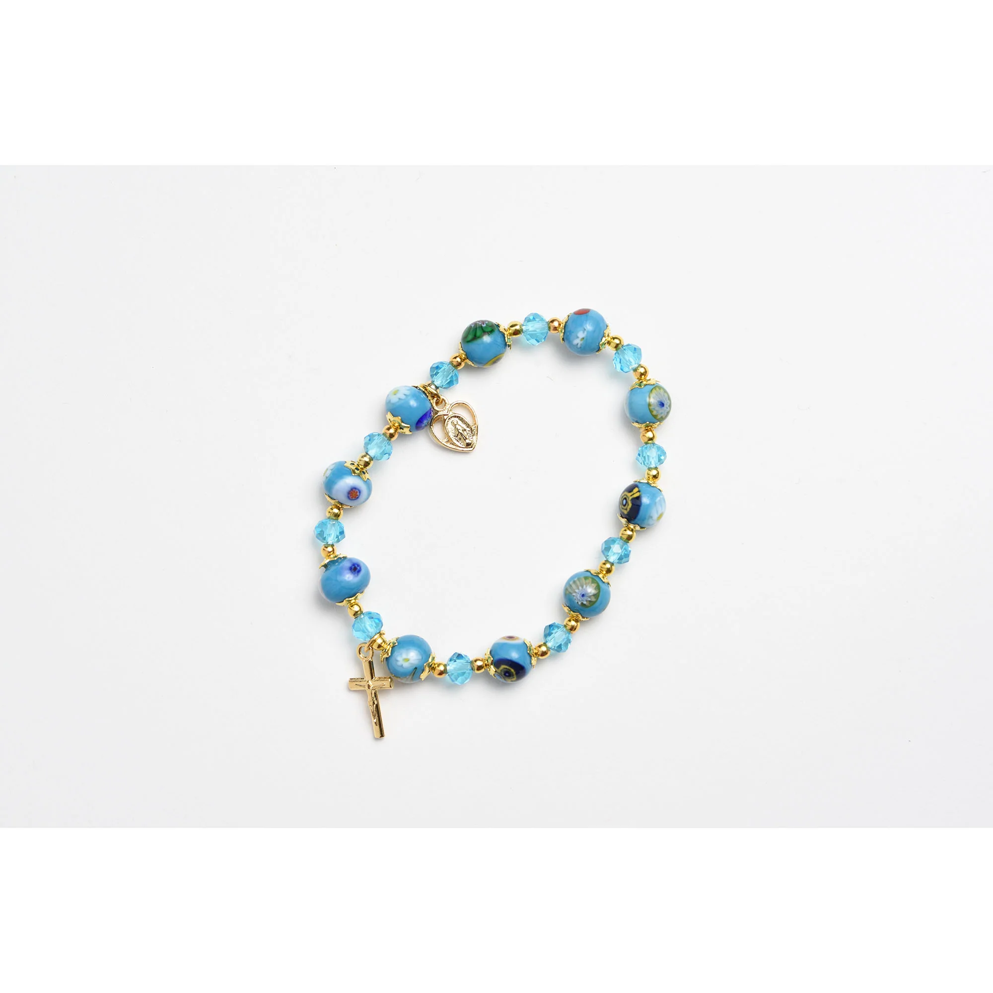 Aqua Murano Glass Rosary Bracelet