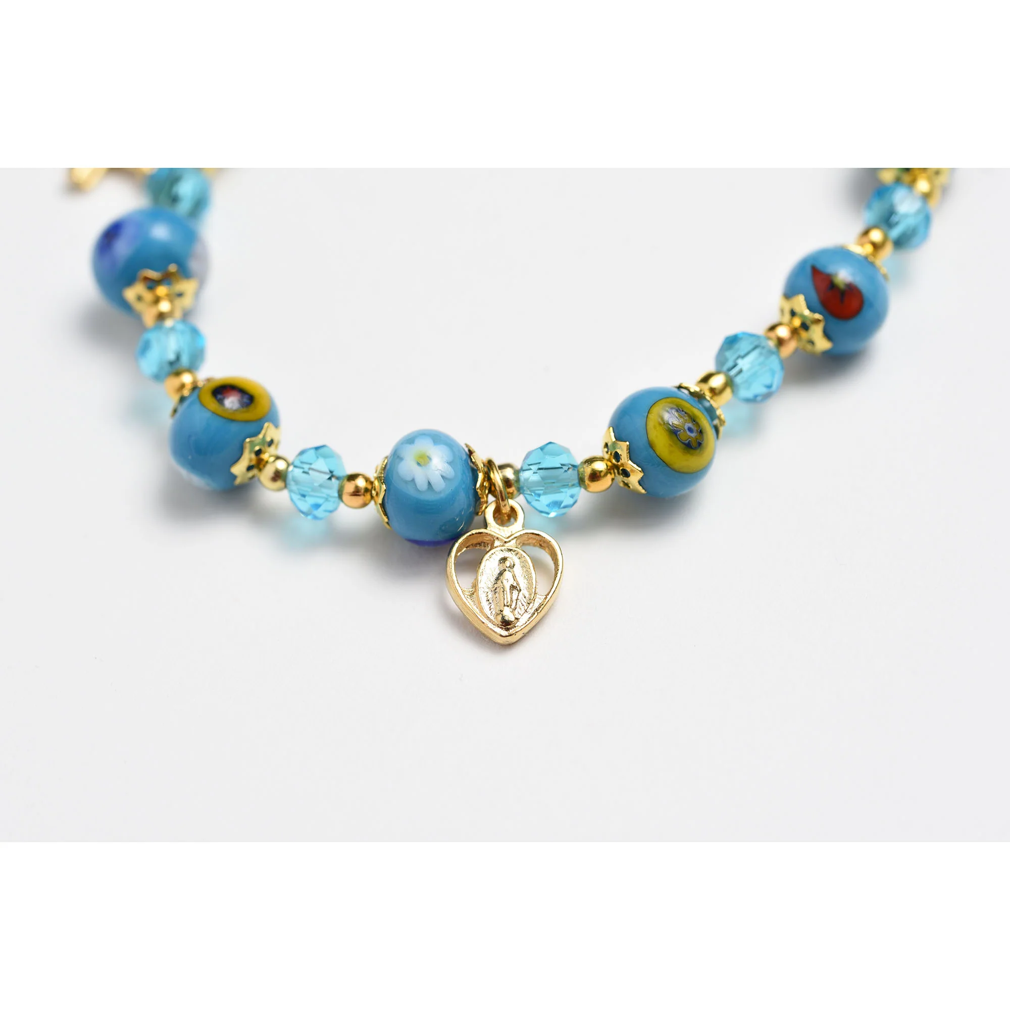Aqua Murano Glass Rosary Bracelet - Image 2