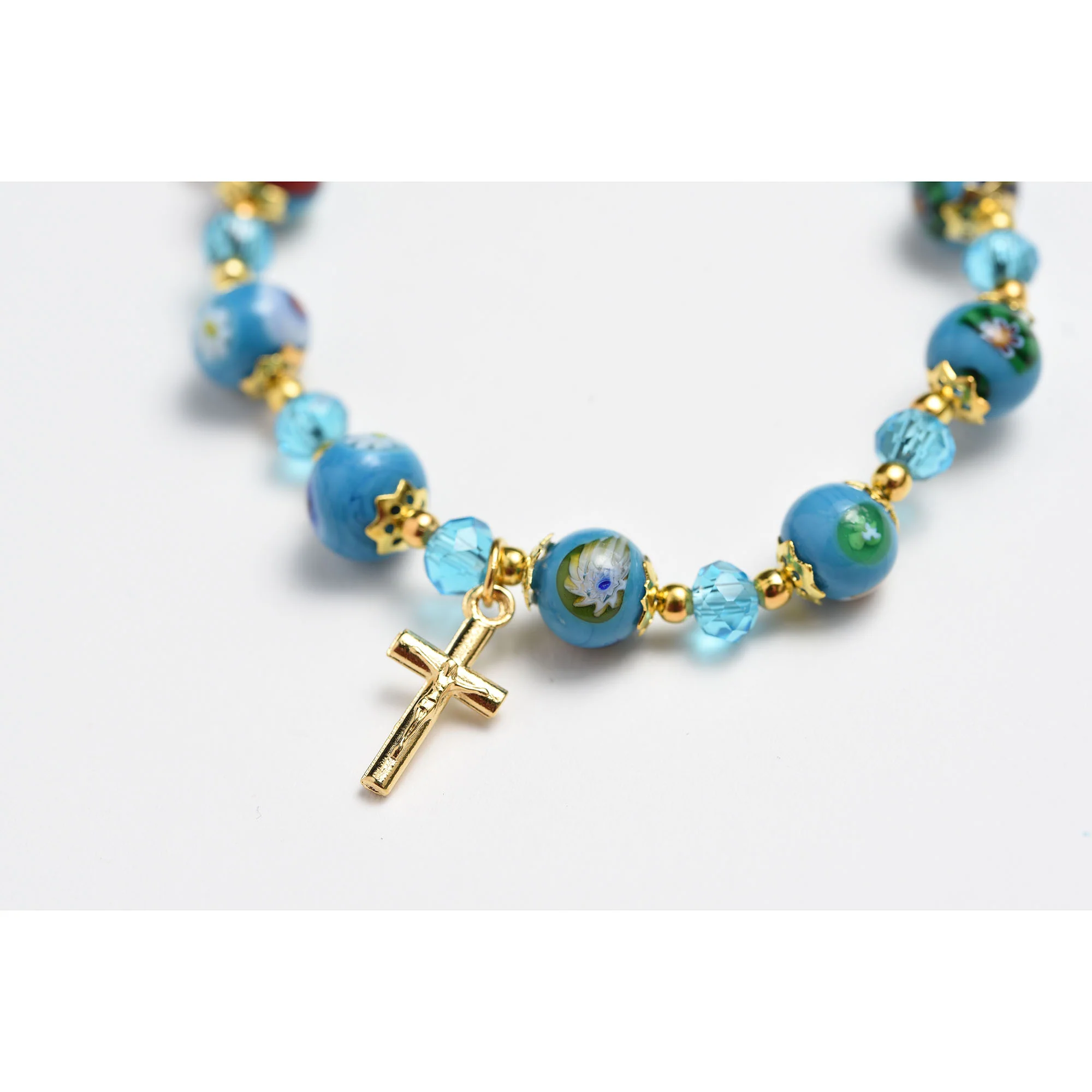 Aqua Murano Glass Rosary Bracelet - Image 3