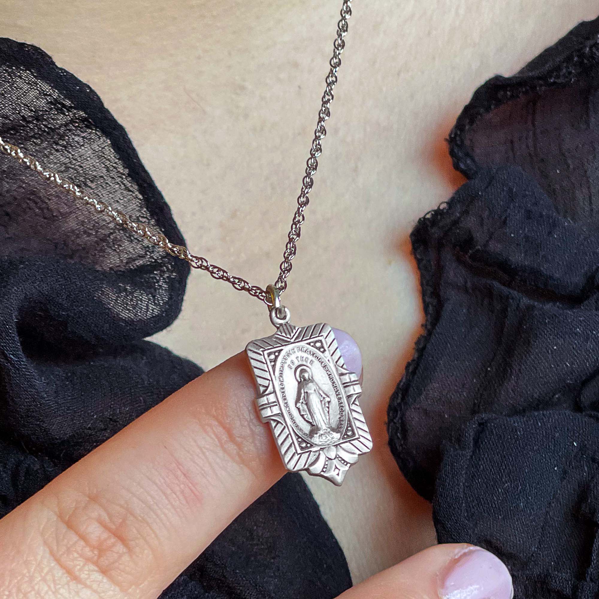 Archive Collection Vintage Miraculous Medal Necklace - Image 2