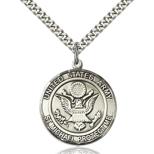Army Insignia Sterling Silver St. Michael Protect Me Necklaces