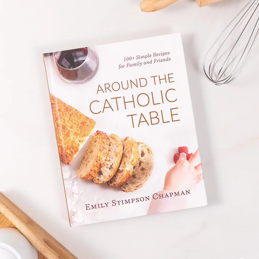 Around the Catholic Table Cookbook and Laughter Padre Pio Watercolor Dishtowel Gift Set - Image 2