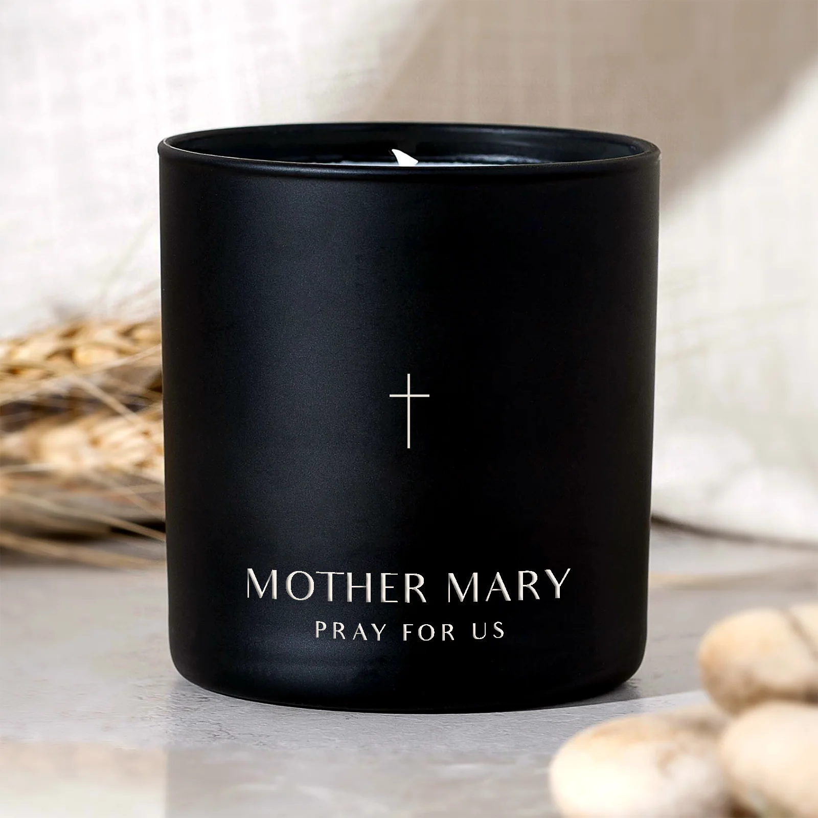 Art Deco Typography Style Mother Mary Candle