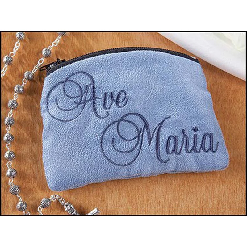 Ave Maria Velvet Rosary Pouch