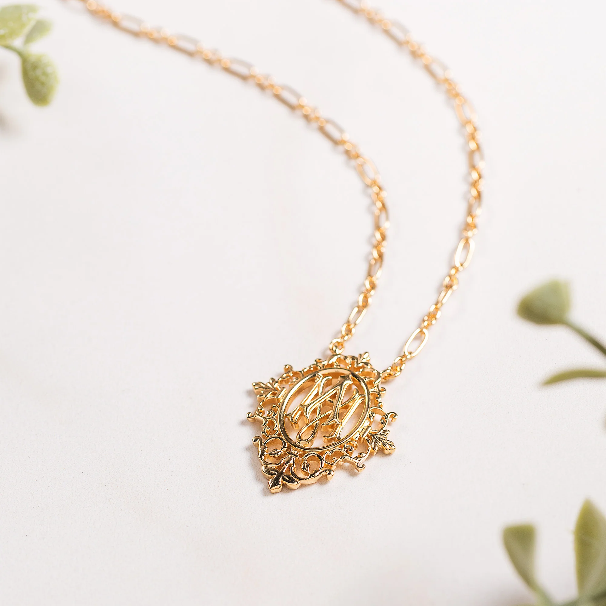 Ave Maria Vintage Filigree Necklace - Silver or Gold