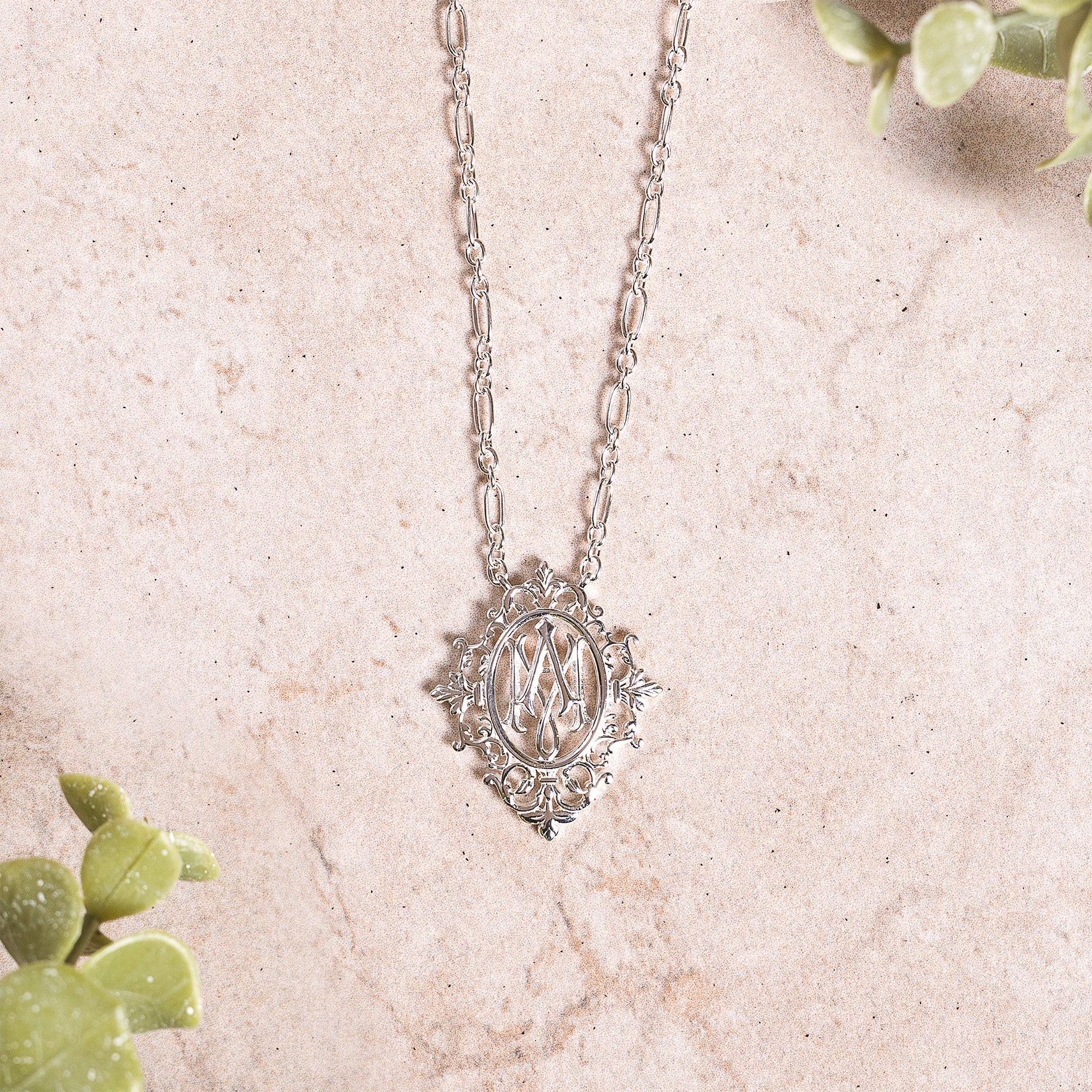 Ave Maria Vintage Filigree Necklace - Silver or Gold - Image 4