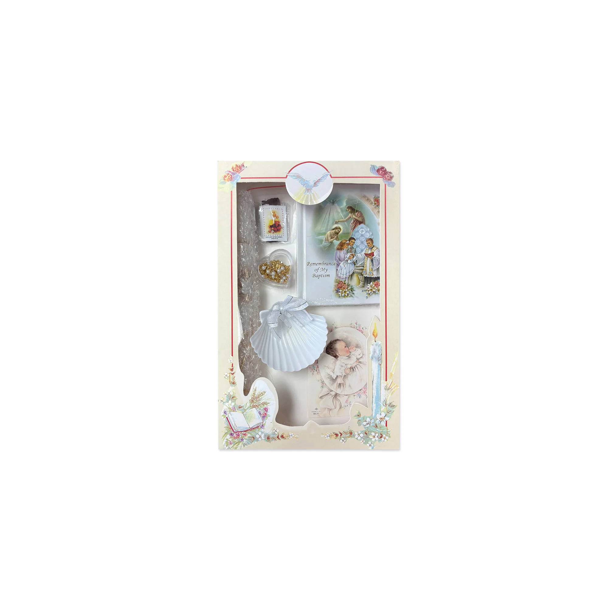 Baptismal Candle Gift Set - Pink, Blue or White - Image 2