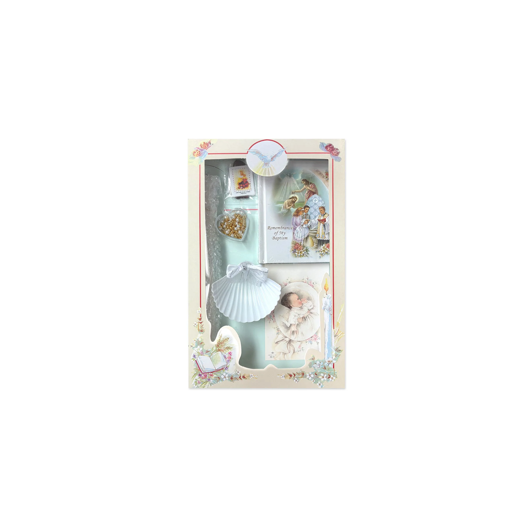 Baptismal Candle Gift Set - Pink, Blue or White - Image 3