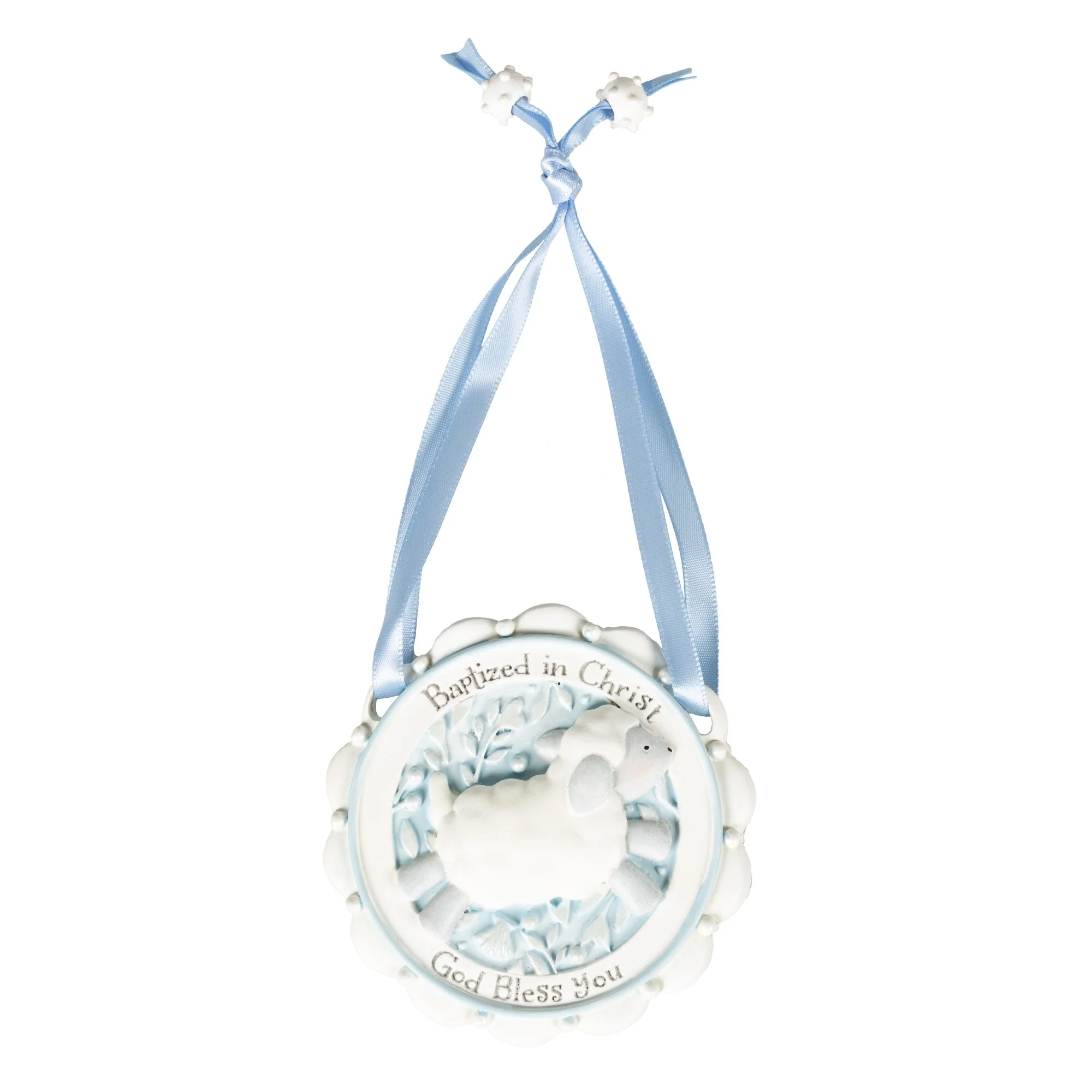 Baptized in Christ Blue Crib Medal