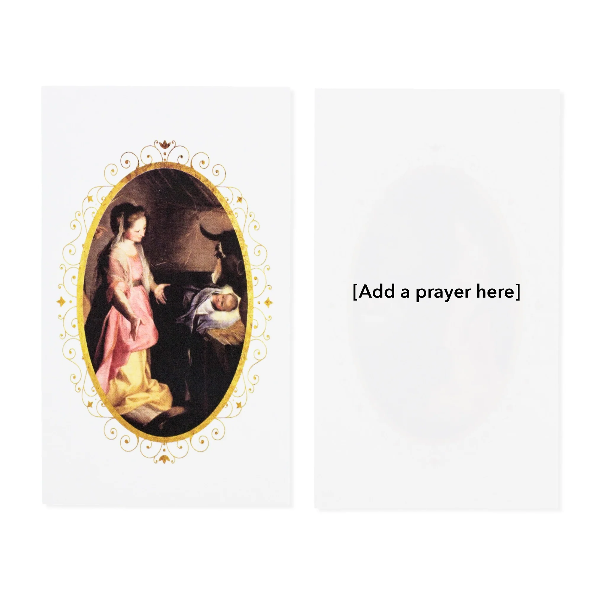 Laminated Barocci Nativity Personalized Prayer Cards - Image 2