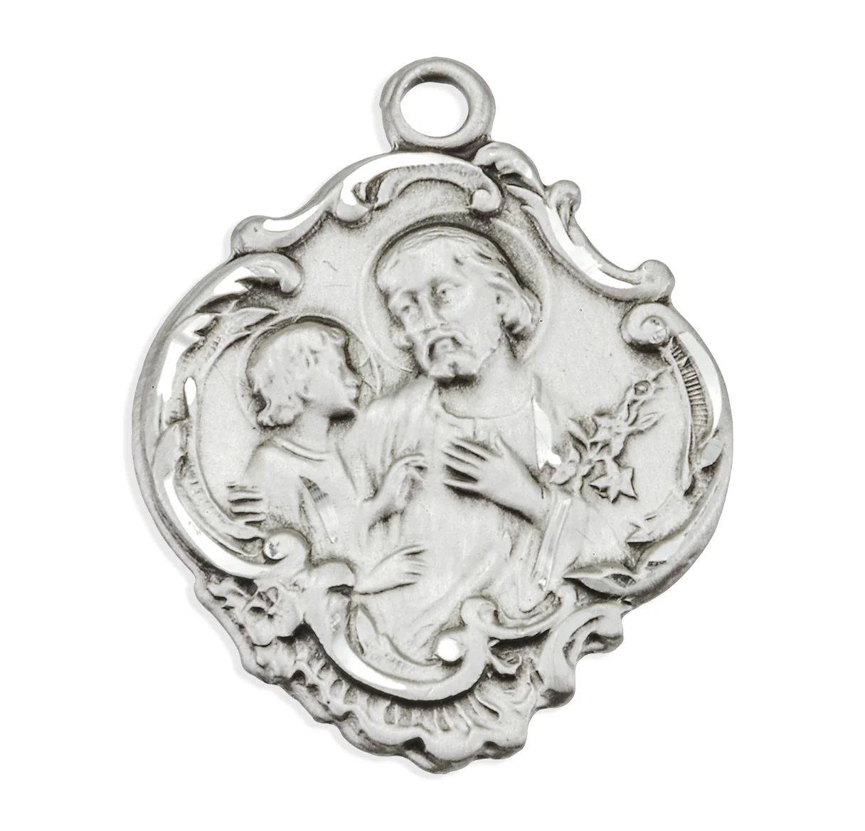 Baroque Sterling Silver St. Joseph Medal Necklace - Image 2