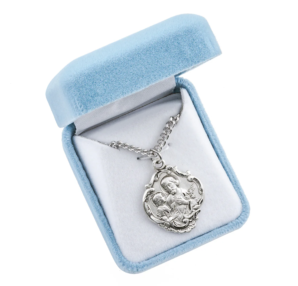 Baroque Sterling Silver St. Joseph Medal Necklace - Image 4