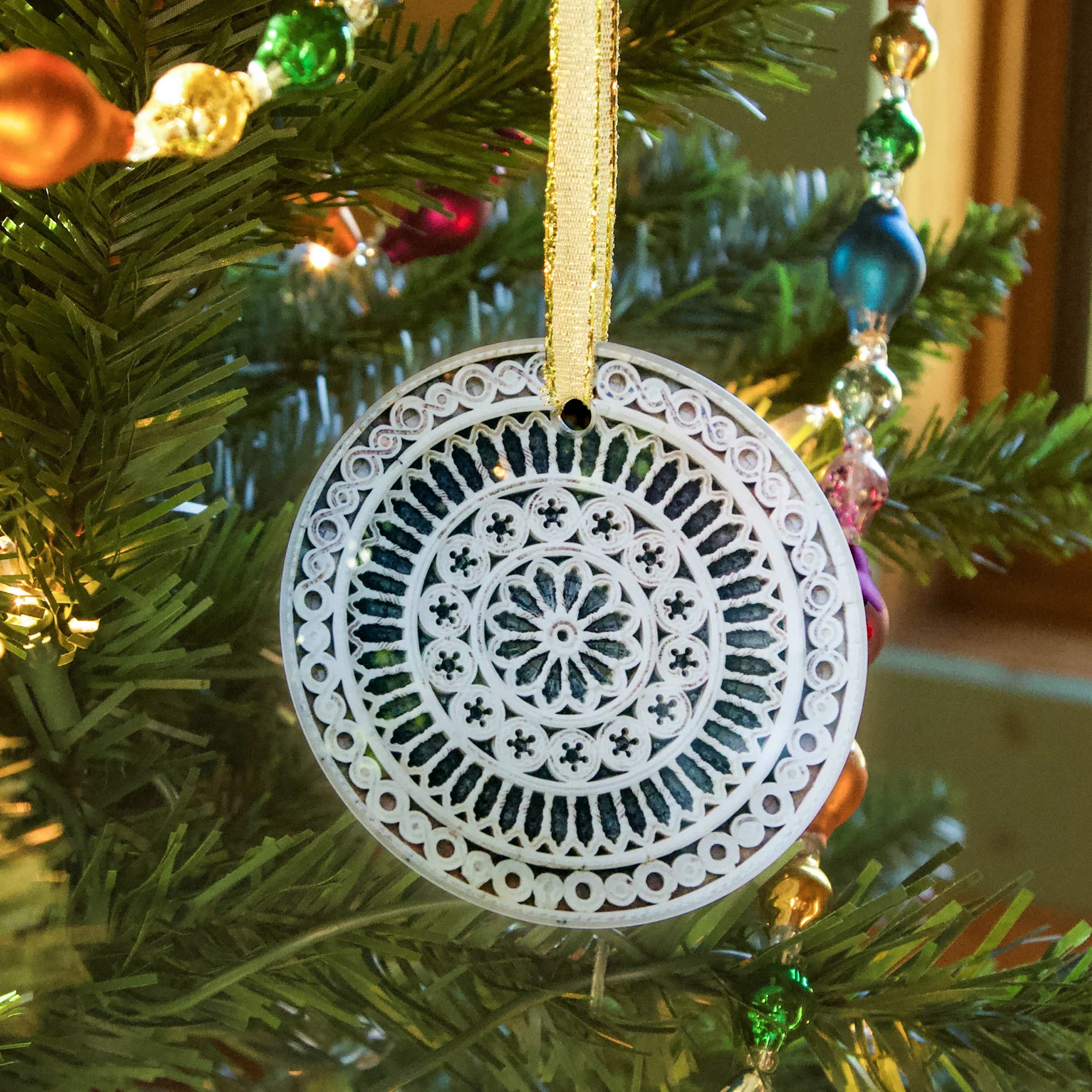 Basilica of St. Francis Rose Window Glass Ornament - Image 2