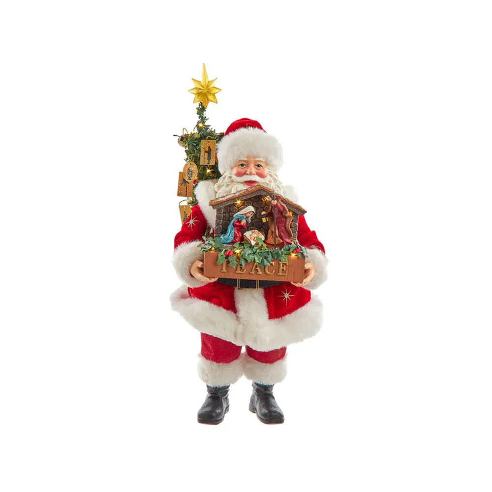 Battery Operated LED Santa Holding Nativity Scene - 13" - Image 2