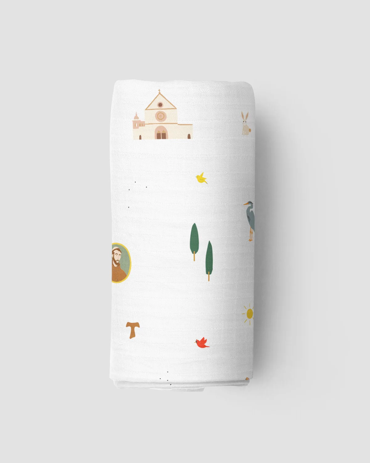 Be A Heart - St. Francis Muslin Swaddle Baby Blanket - Image 2