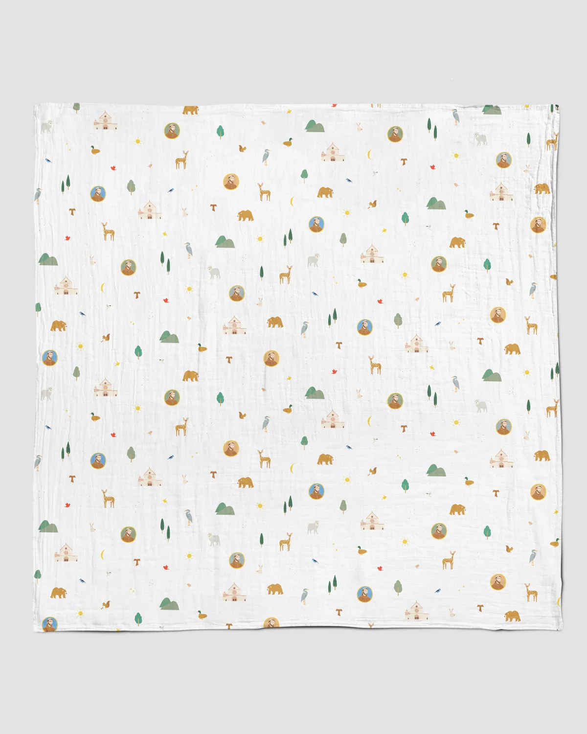 Be A Heart - St. Francis Muslin Swaddle Baby Blanket - Image 3