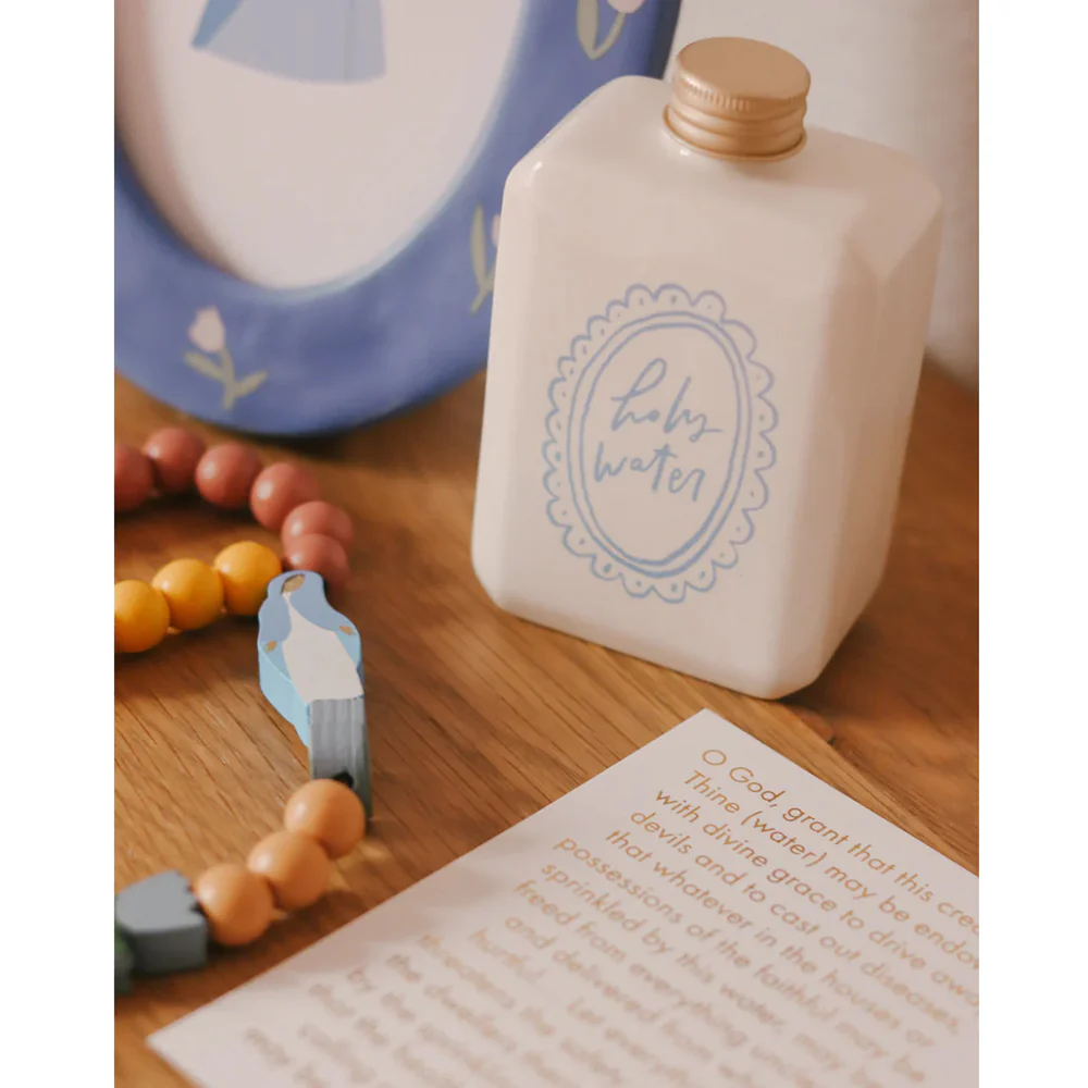 Be A Heart White & Blue Ceramic Holy Water Bottle - Image 3