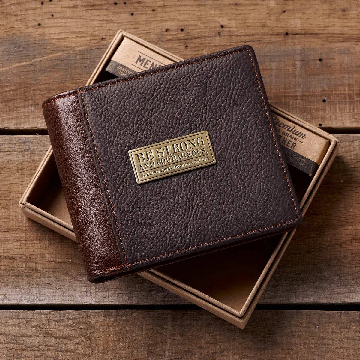 Be Strong and Courageous Leather Wallet - Image 4
