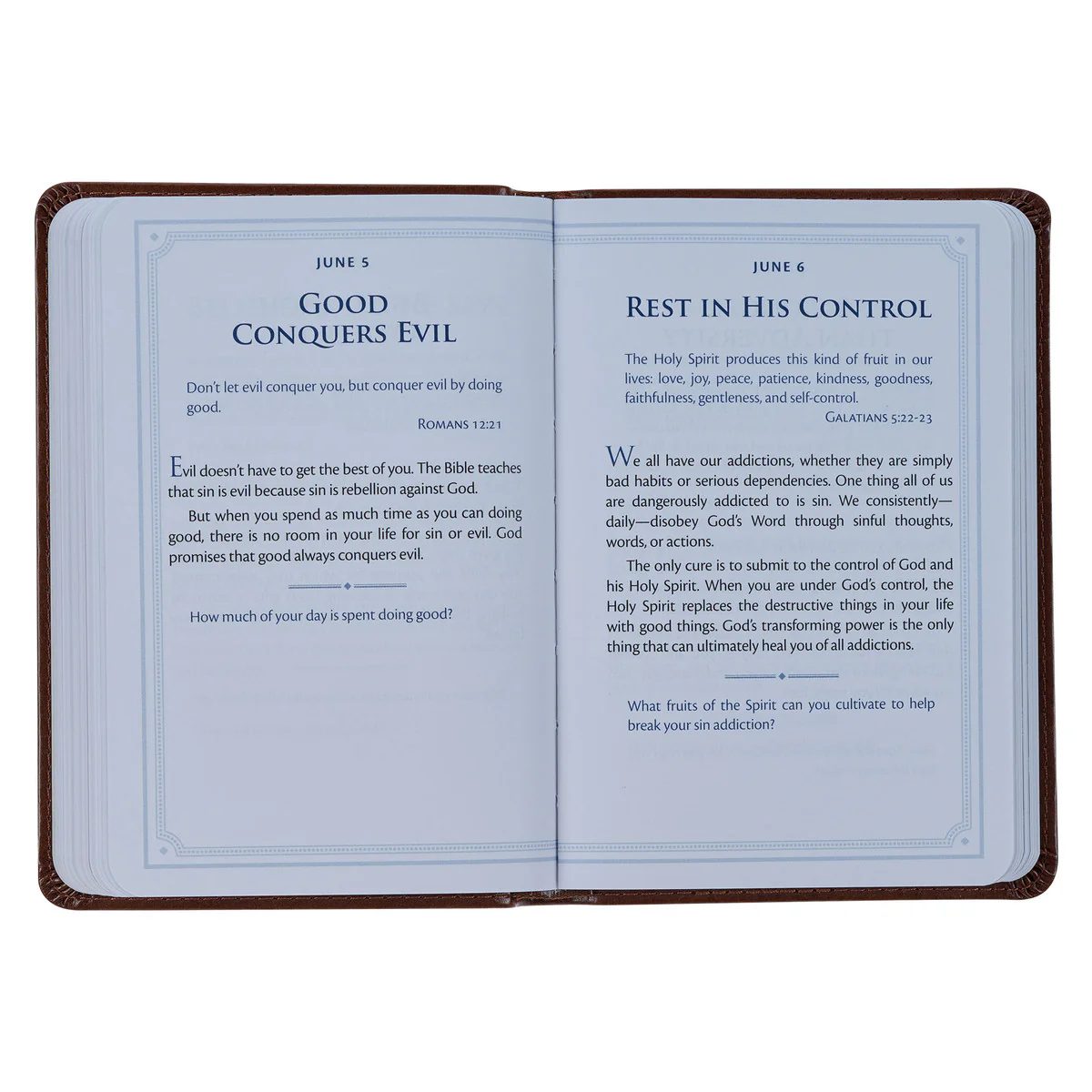 Be Strong and Steadfast Brown Faux Leather Daily Devotional - Image 5